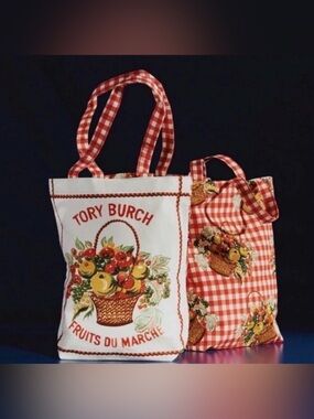 Tory Burch Floral and Checkered Tote